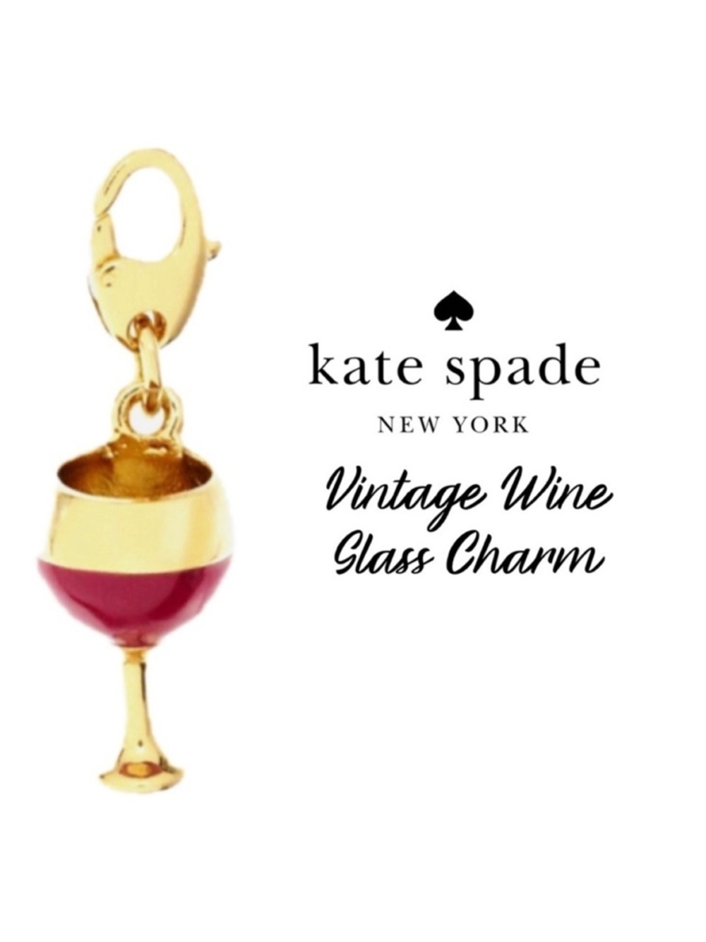 KATE SPADE WINE GOBLET CHARM LARABEE GLASS CHEERS HOW CHARMING NO BRACELET
